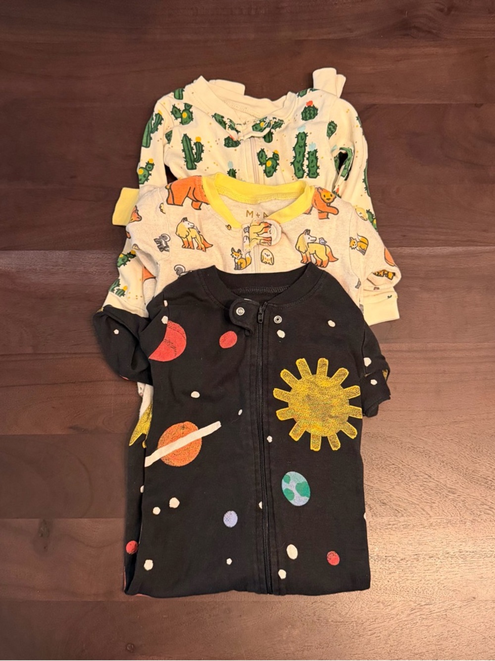 M+A by Monica + Andy Organic Cotton Baby Bodysuit 12-18 Months Cactus Planets